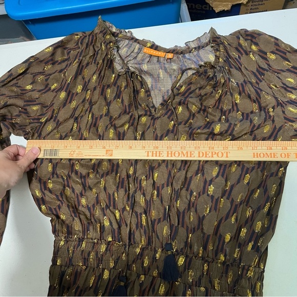 Oliphant Balloon Sleeve Short Dress Fig Olive Tassels Medium V2 - Picture 10 of 10